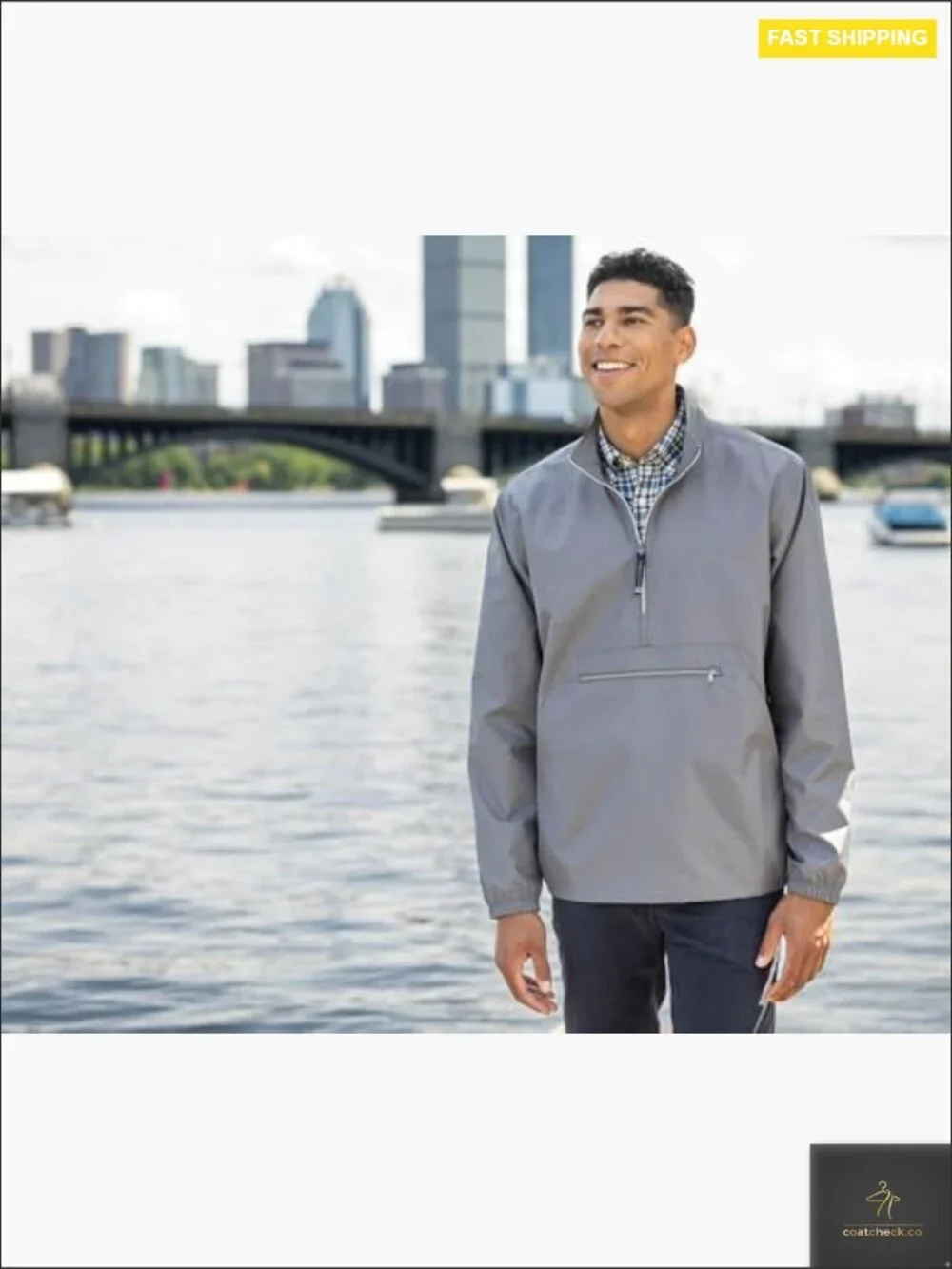Half Zip Pullover Jacket Lightweight Water Resistant Unisex Relaxed Fit